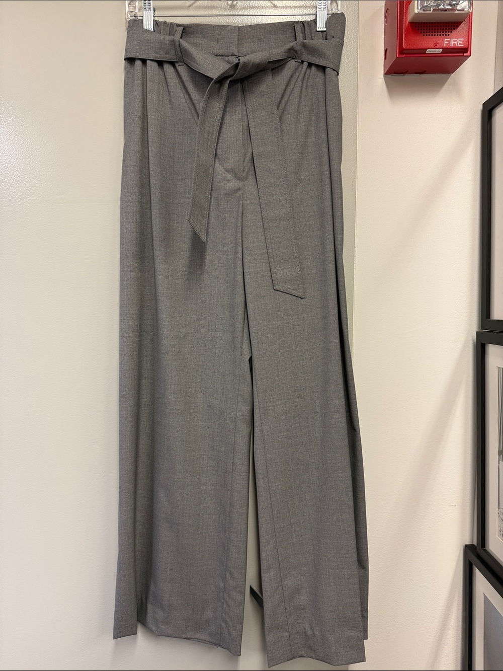 MaxMara Gray Wide-Leg Tie-Waist Trousers